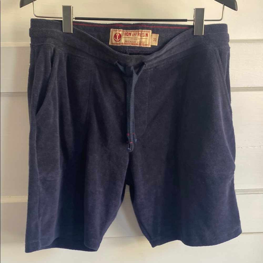 Iron & Resin Deep Blue Terry Shorts 33W mid-length